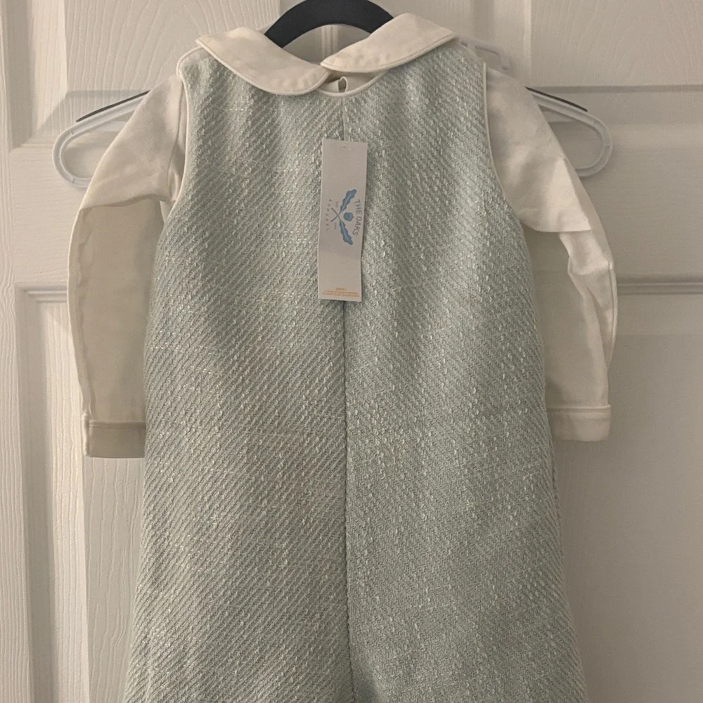 NWT Light Green Tweed Jon Jon with Peter Pan collared long sleeve shirt - Picture 2 of 4